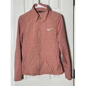 Nike Aerolayer Running Jacket Womens Medium Pink Full Zip Puffer 855159-685